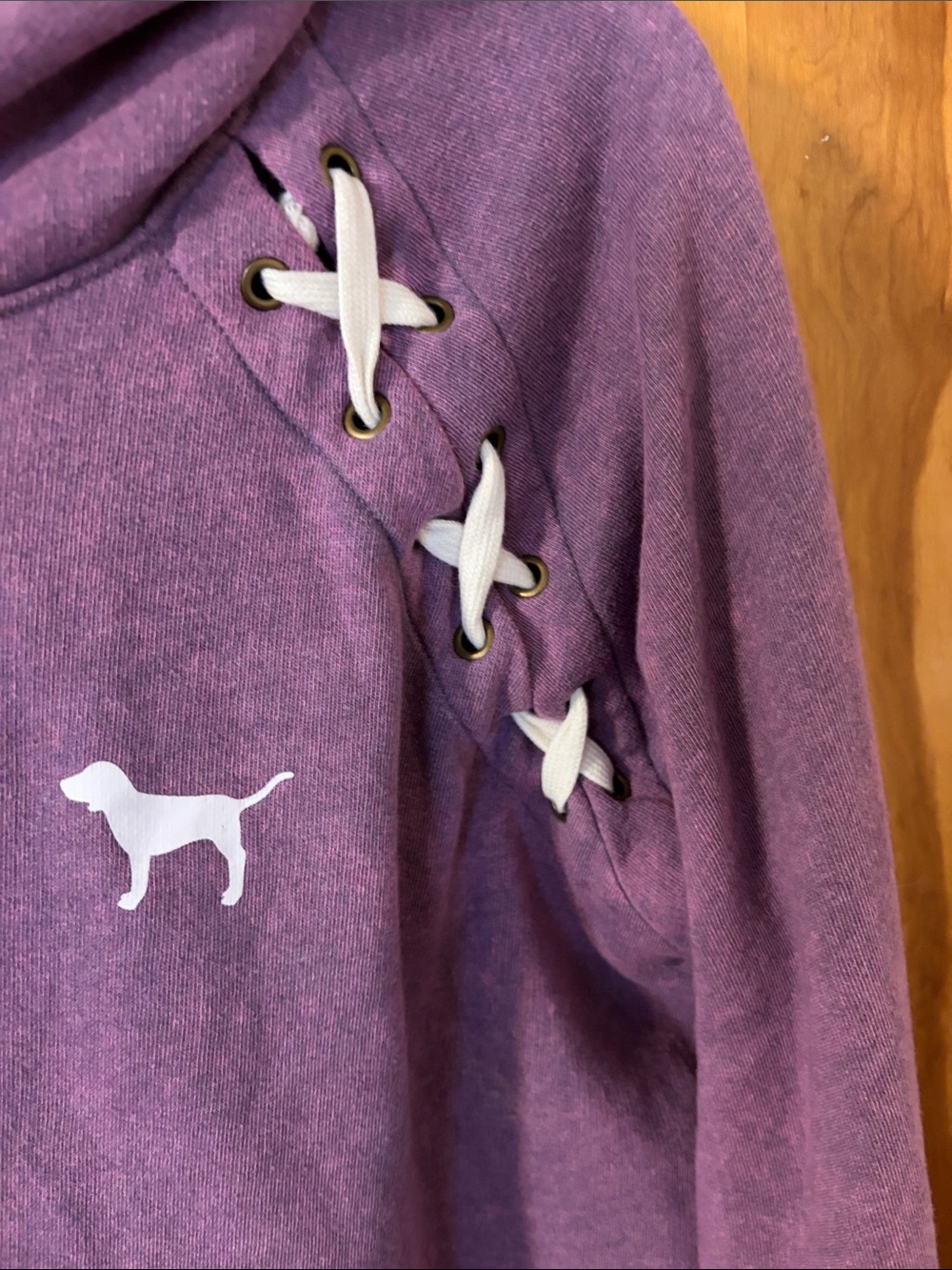 PINK Victoria's Secret Purple Lace-Up Hoodie Pullover - Picture 4 of 6